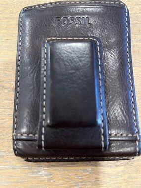 Fossil Dark Brown Leather Money Clip